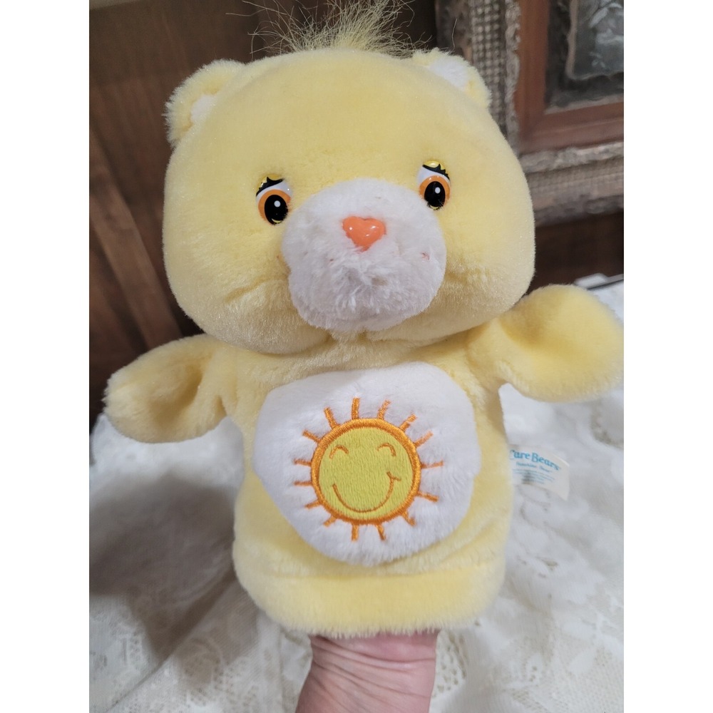 Care Bears Funshine Bear Hand Puppet Plush 8" 2003 Play Along Stuffed Animal Toy